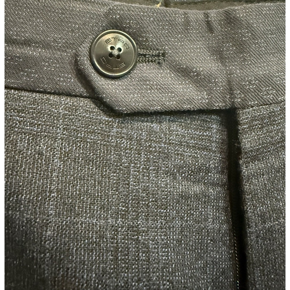 Etro Milano Navy Shadow Plaid Wool Trousers Italy 48 Slim Tailored Quiet Luxury